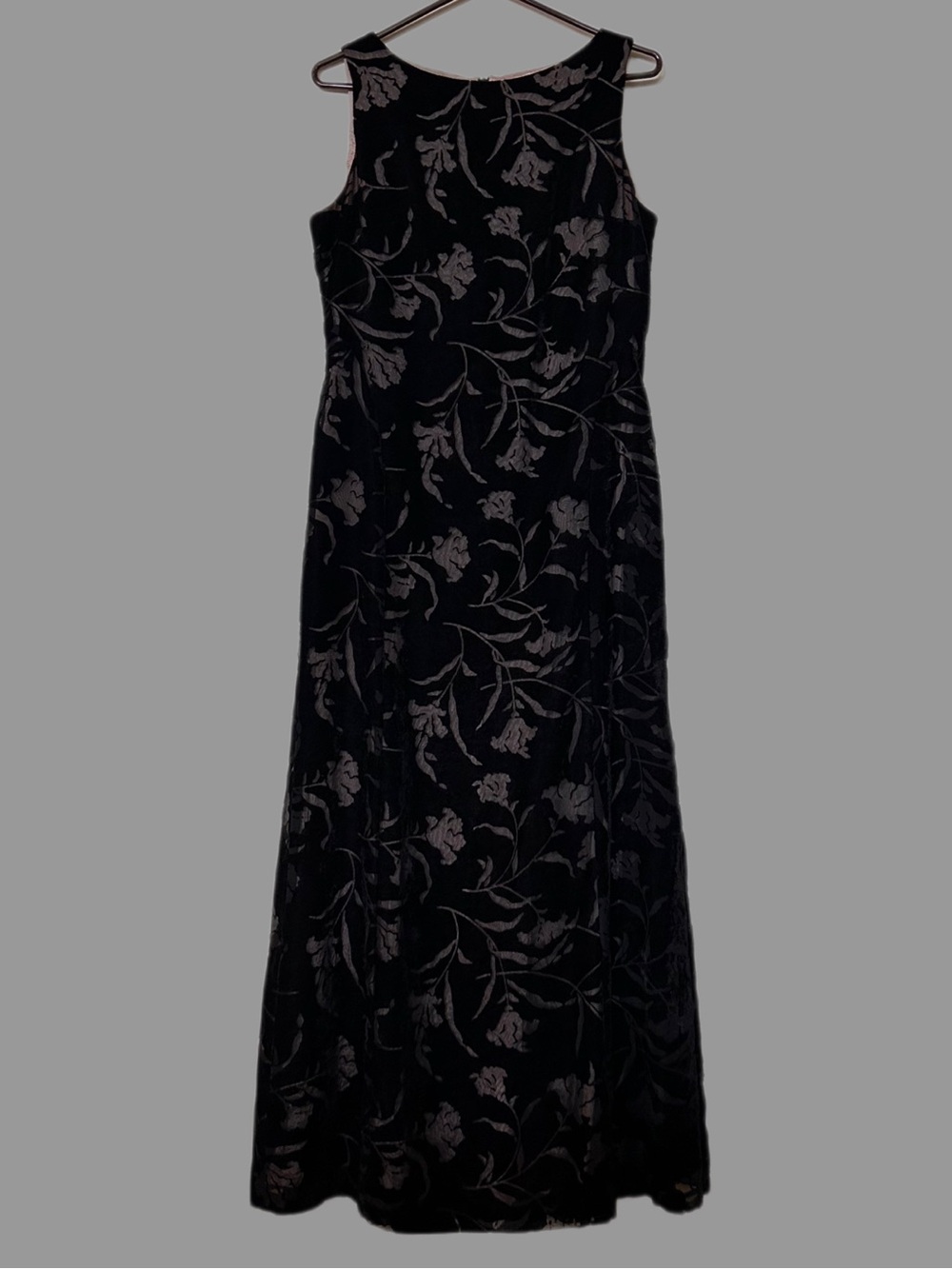 Vintage Braemar Jeremy Scott Black Floral Velvet Burnout Maxi Dress